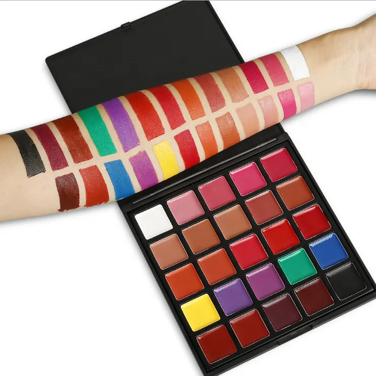 Private Label 25 Colors MakeUp Lip Gloss Lipstick Palette With Matte Color