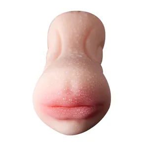 Masturbador masculino de borracha, vagina artificial de bolso 3d texturizada para vagina e boca com duplas pontas