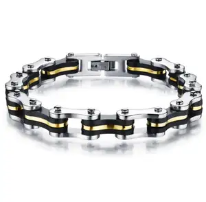 Trang Sức Nam Thép Không Gỉ Silicone Vòng Tay Biker Xe Đạp Xe Máy Chuỗi Man Hand Bracelet Phụ Kiện