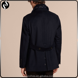 Mejor calidad de diseño cruzado clásico negro solapa chaquetón de lana de cachemira de los hombres - Product Image 2