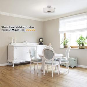 15" Modern <strong>Ceiling</strong> <strong>Light</strong> Semi Flush Mount WITH <strong>White</strong> Drum <strong>Shade</strong> - Product Image 2