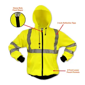 Barato HI vis amarillo de alta visibilidad Clase 3 sudadera trabajo de seguridad reflectante