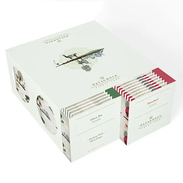 Caja de soporte de bolsas de té de papel de embalaje personalizado elegante