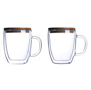 แก้วกาแฟสองชั้นเก็บความร้อน ขนาด 450 มล. (15 ออนซ์) พร้อมฝาไม้ไผ่ ผลิตภัณฑ์ใหม่สำหรับชุดกาแฟและชา - Product Image 3