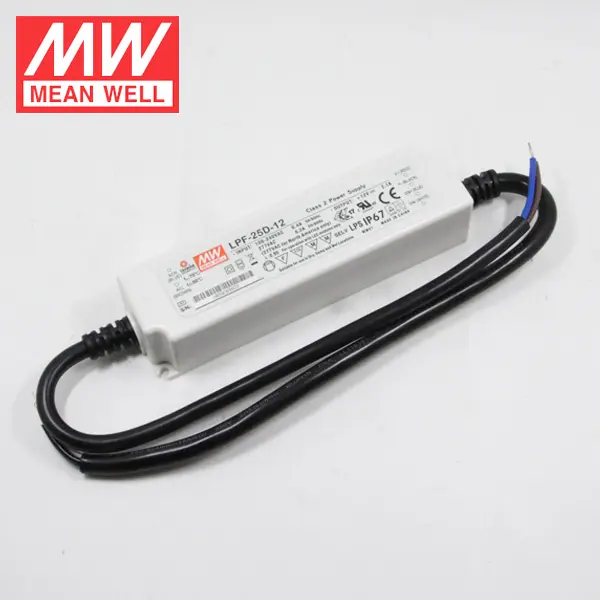 Meanwell LPF-25D-48 25W Constant Current Mode LED Driver Class 2 IP67 AC DC Converter 220V 48V