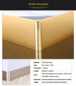 Nouvelle arrivée 60mm largeur en bois <span class=keywords><strong>d</strong></span>écoratif En Aluminium <span class=keywords><strong>plinthe</strong></span> <span class=keywords><strong>plinthe</strong></span> pour coin cuisine - Product Image 3