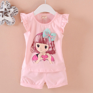 하오 아기 새로운 크리 에이 티브 모델 어린이 착용 반팔 여름 정장 패션 투피스 복장 정장 - Product Image 3