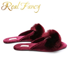 <span class=keywords><strong>Mules</strong></span> en velours rouge pour femmes, sandales plates décontractées, personnalisées, <span class=keywords><strong>Mules</strong></span> d'extérieur, à la mode, tendance, 2019
