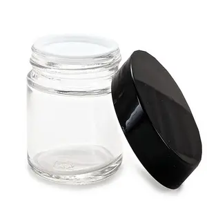 3盎司100毫升个人护理透明圆形玻璃化妆品罐，带明矾盖螺纹眼霜玻璃罐，带盖子-12包散装销售