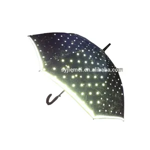 Reflective umbrella stick umbrella glow night umbrella with plastic handle