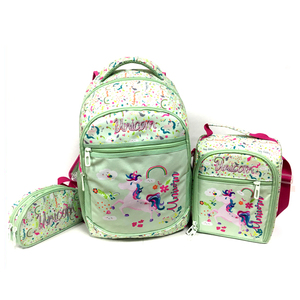 Neues Produkt Stickerei Regenbogen Einhorn Kinder Schult aschen 3 Stück Set für Mädchen - Product Image 1