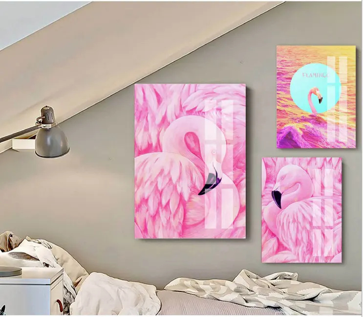 Self adhesive Nursery Wall Art for Boys Girls,Flamingo Animal Sticky Paintings Quotes Wall Decor,Room Prints Wall Stickers