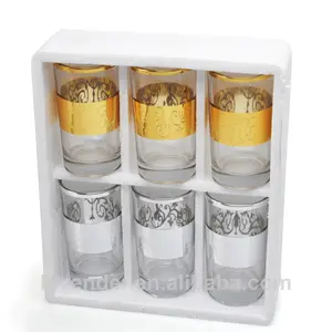 De oro y plata de la galjanoplastia tazas de vidrio conjunto/vaso de vidrio conjunto/cristalería conjunto