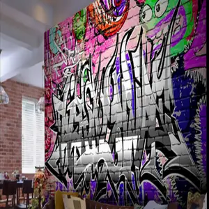 Papier peint kraft peint à la main, style Graffiti en brique, tapisserie royale de salon