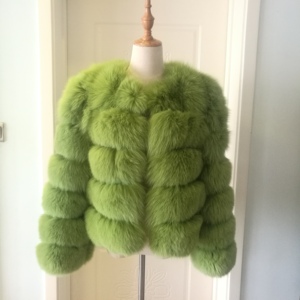 2018  Luxury lime green Fox Fur Coat Woman Real Fur Coat For Winter Warm Plus Size Overcoat