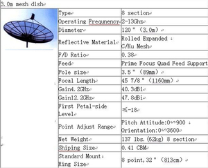 Antenne satellite à mât en aluminium de grande taille <span class=keywords><strong>3m</strong></span> 300cm 10 pieds, parabole en maille - Product Image 3