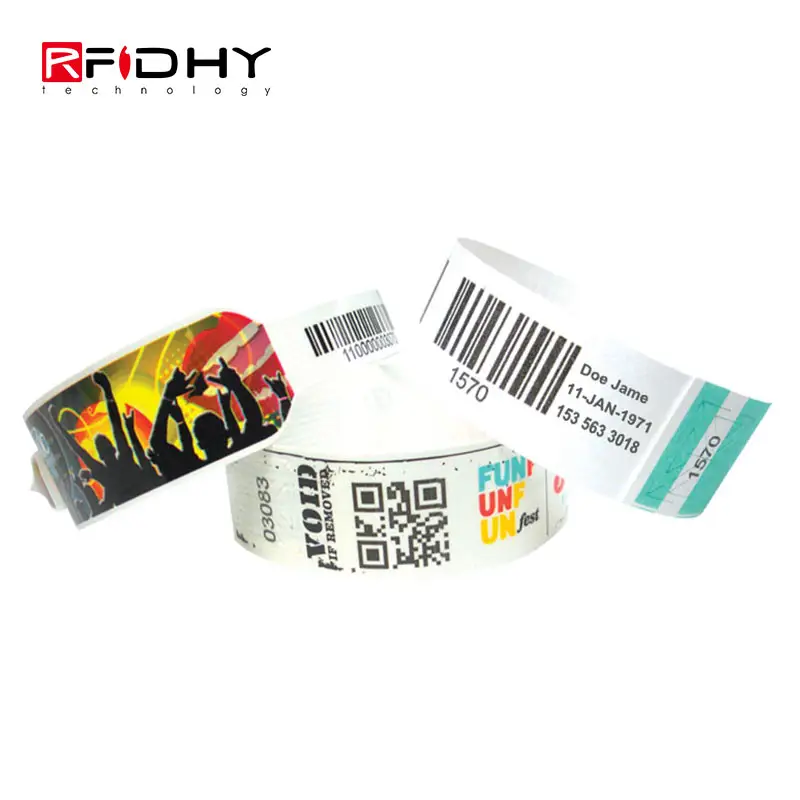 Tek kullanımlık barkod yazdırma RFID Kağıt Bileklik