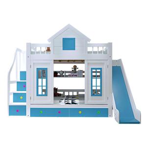 European Design Blue Pine Solid Wood Convertible Multifunction Wooden Princess <strong>Bunk</strong> <strong>Bed</strong> Kids <strong>Bunk</strong> <strong>Bed</strong> With Slide And Table - Product Image 1