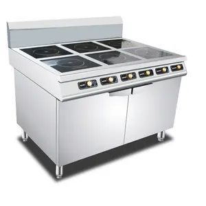 โรงแรมคุณภาพสูงสแตนเลสสตีลหม้อหุง Induction เชิงพาณิชย์ 6 Burner