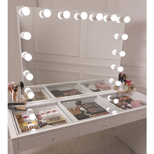 Nuevo Espejo Cosmético de Escritorio con Lámpara <span class=keywords><strong>LED</strong></span> de 110-220V, Base Metálica, Luz de 6000K <span class=keywords><strong>para</strong></span> <span class=keywords><strong>Tocador</strong></span> - Product Image 4