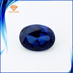 Pierre de corindon <span class=keywords><strong>saphir</strong></span> bleu synthétique taille ovale - Product Image 2