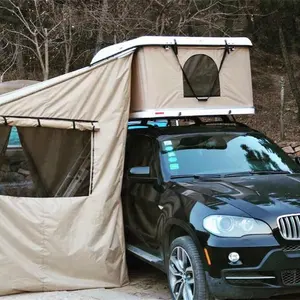 La migliore tenda da tetto per auto con tetto rigido in fibra di vetro per esterni ad apertura rapida per il campeggio e l'escursionismo con tenda laterale e spogliatoio