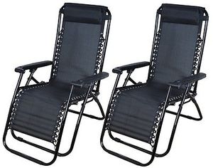 Silla <span class=keywords><strong>reclinable</strong></span> plegable jardín <span class=keywords><strong>tumbona</strong></span> Deluxe 2x1 negro textoline infinito gravedad cero - Product Image 5