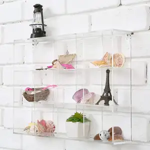 Wall Mounted Clear Acrylic 12 Compartment Organizer Rack Kitchen Bathroom Countertop Shelf