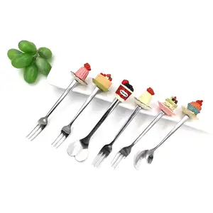 Decorative Pastry Shaped Head Stainless Steel Flatware Spoons and Forks