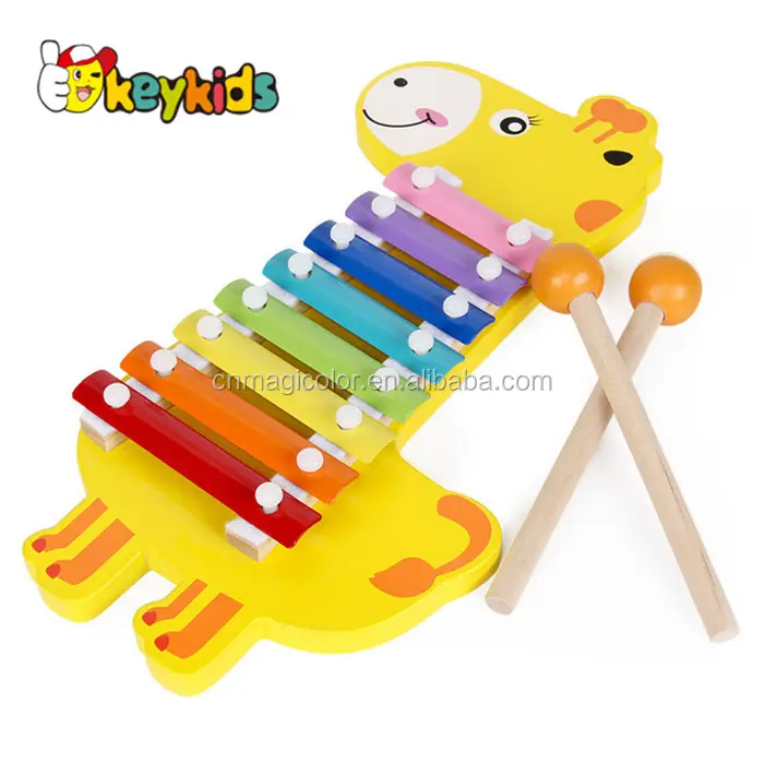 Wholesale music learning lovely giraffe shape wooden xylophone set toy for kids W07C060