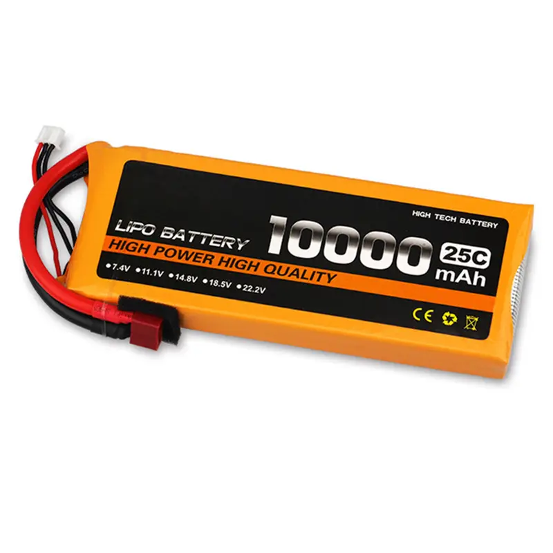 Hohe entladung rate 25C 7,4 V 2S 10000mAh rc lipo akku mit T stecker