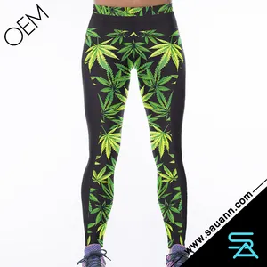 Mallas ajustadas con hojas de marihuana para mujer, Leggings, moda, Cannabis, Grunge