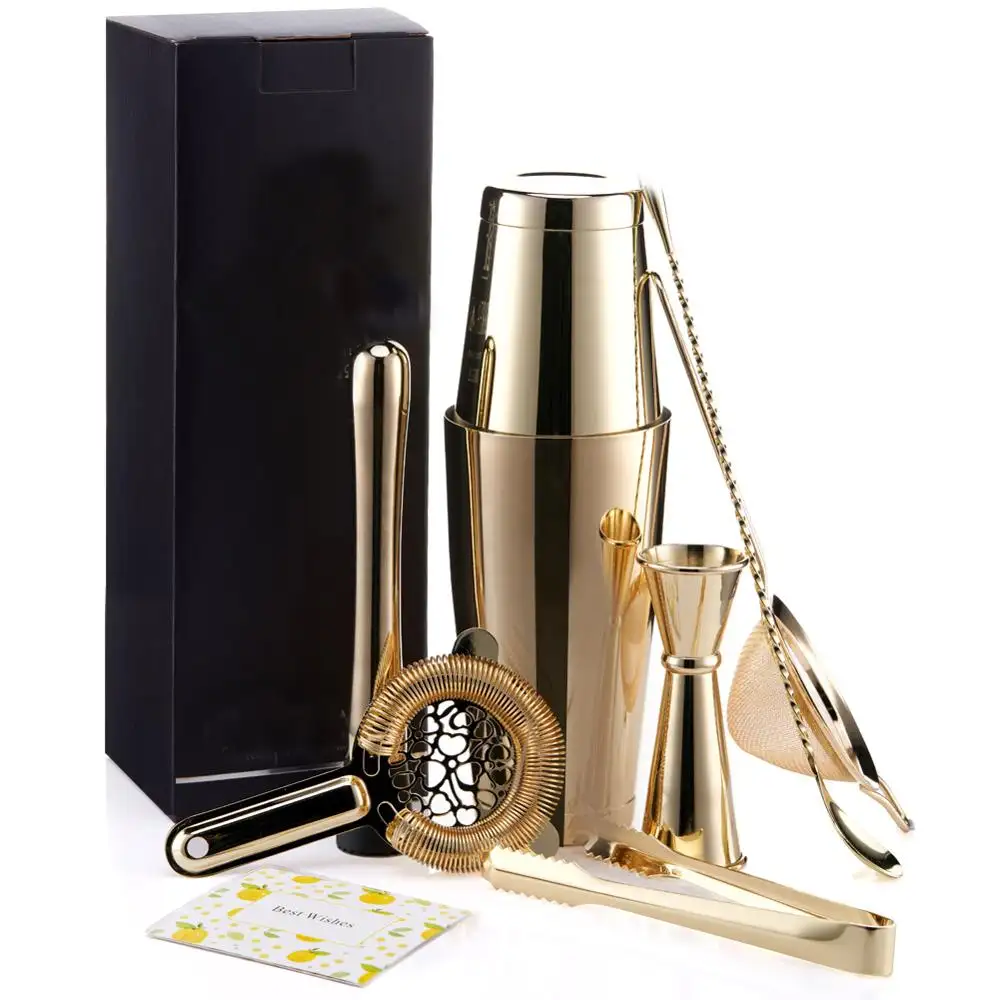 Top cocktail set stainless steel wine set gold high-end bar tools can be customized