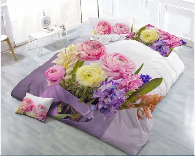 3D Bedding Sets 100% polyester Red Rose Design China Supplier with Design Team