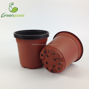 Pot de fleurs en plastique souple bicolore terre cuite et noir de 120 mm, disponible en différentes tailles - Product Image 3