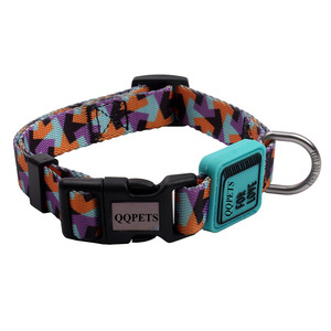 Hot Sale Custom Hond Halsband Met Bedrukt Patroon <span class=keywords><strong>Rubber</strong></span> Tag Polyester Materiaal Kopen Huisdieraccessoires - Product Image 5