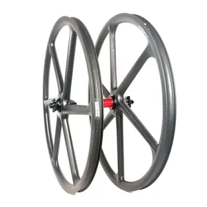 Full Carbon Clincher Tubeless 6 Spoke Bicycle Wheels Front Thru Axel Rear Skewer 29ER MTB Wheels