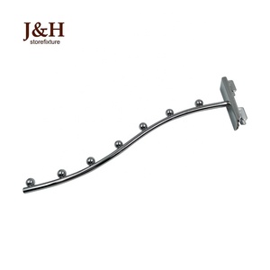 J & H Storefixture Logam Krom Air Terjun 7-Bead Ditekuk Gantung Display Hook untuk Tiang Tegak - Product Image 4