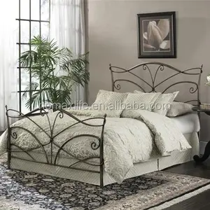 الحديثة سرير من الحديد المطاوع مع شرائح خشبية لل أثاث غرفة النوم BD-3098