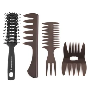 4 Cái Thiết Kế Nhà Máy New Arrival Dầu Head Anti-Static Lược Tóc Cho Nam Giới Barber Comb