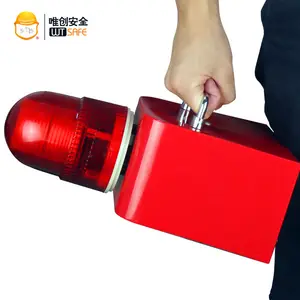 Faro de alarma LED, luz de advertencia con bocina de sirena, recargable, portátil, Rojo