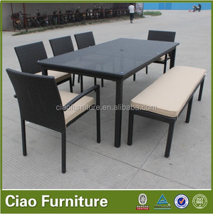 <span class=keywords><strong>Space</strong></span> saving en rotin meubles longue table de salle à manger ensemble - Product Image 1