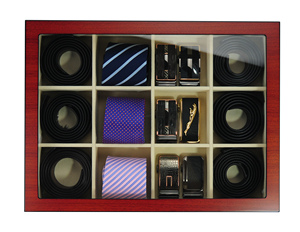 Factory Customization Handmade Wooden <strong>Tie</strong> <strong>Box</strong> Cherry 12 Slots Mens Packaging Belt <strong>Box</strong> With Clear Glass Lid - Product Image 6