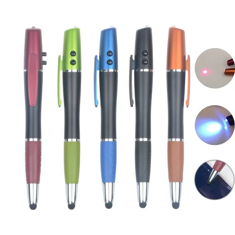 โลโก้ที่กำหนดเองส่งเสริมการขายมัลติฟังก์ชั่นำแสงเลเซอร์ปากกา,นำแสงปากกา,ปากกาที่มีไฟ Led และสไตลัส