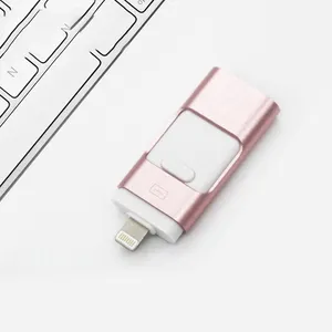 Süper mini 64gb usb flash sürücü, 3 in 1 alüminyum USB flash sürücü 16/32/64gb iphone için USB OTG