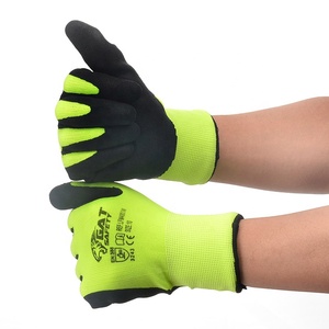 Micro Mousse Sable Noir Gants Enduits De Latex Avec Double Doublure En Polyester - Product Image 4