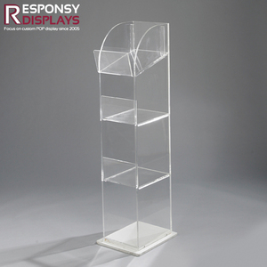 Bốn tầng trong suốt <span class=keywords><strong>Acrylic</strong></span> sàn Tạp Chí giá nghiêng Thiết kế kệ sách hiển thị đứng cho Thư Viện Văn phòng Phòng chờ đợi phòng - Product Image 3