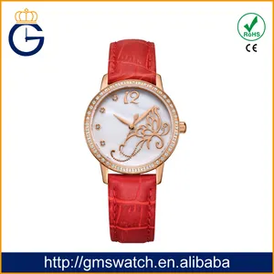 Picada de cobra genuína banda de relógio de couro de Alta-grade superfície shell borboleta dial bracelet watch para as mulheres