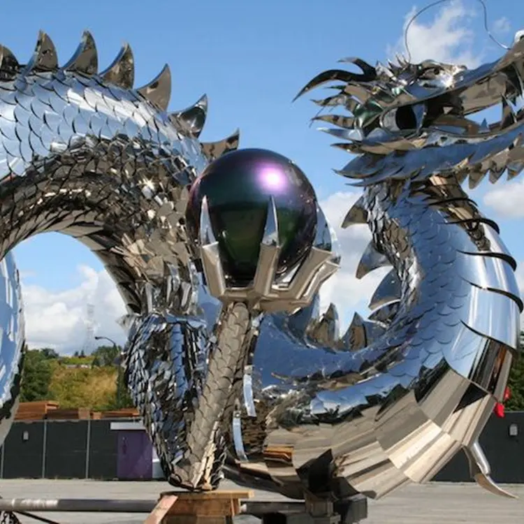 Large Outdoor Decoration Dragon Statue Big Stainless Steel Sculpture