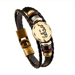 Wholesale Fashion Genuine <strong>Bestfriend</strong> Leather 12 Zodiac <strong>Bracelet</strong> - Product Image 3